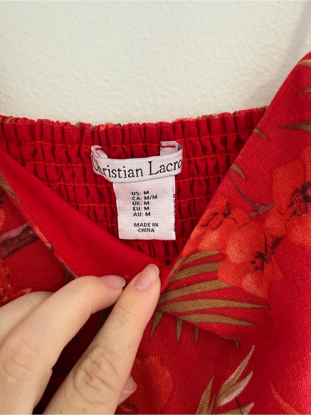 Red Floral Smocked Tiered Midi Dress - Women's - Picture 4 of 5